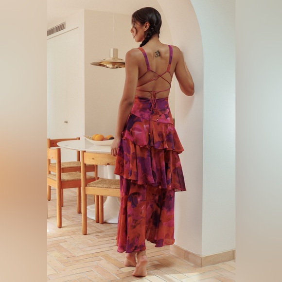 VEDA STRAPPY BACK RUFFLE MIDI DRESS
DARK ROSE - Picture 2 of 8